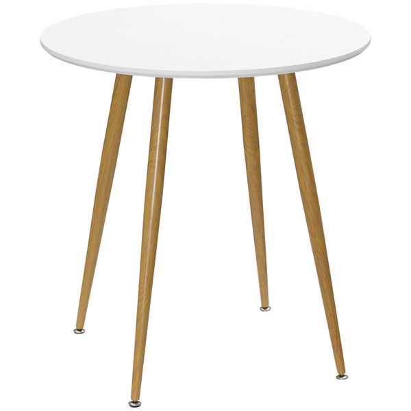 prezzo Table à Manger Ronde pour 2 Personnes Ø72x75 cm en MDF et Métal Couleur Blanc et Bois