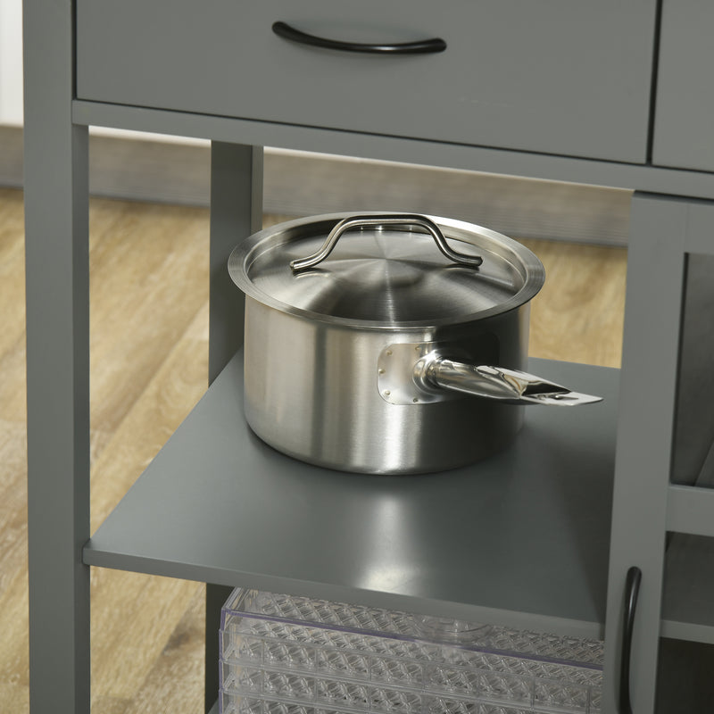 Carrello da Cucina 88,5x46x91,5 cm in Legno MDF e Vetro Grigio-9