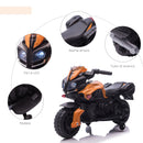 Moto Elettrica per Bambini 6V con Fari e Clacson Arancio-5