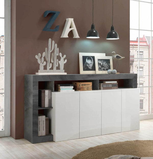 prezzo Buffet Mogol 4 portes oxyde blanc brillant 184x42x93H cm