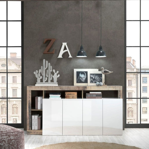 acquista Buffet Mogol 4 portes en blanc brillant mais 184x42x93H cm