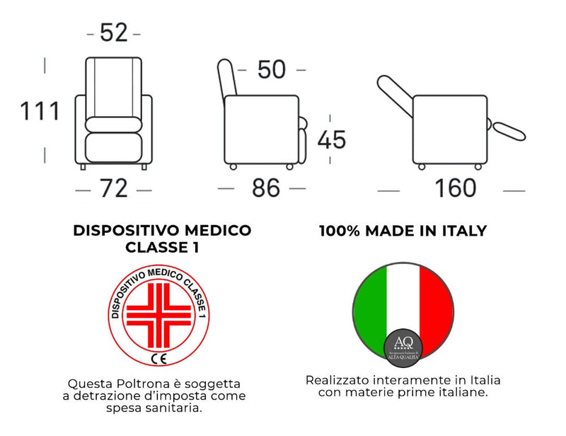 Poltrona Alzapersona Elettrica 2 Motori 72x111x86 cm Martina in Microfibra Dispositivo Medico 1 Viola-4