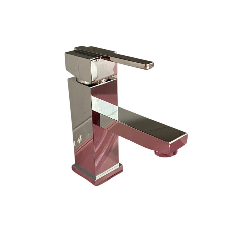 Rubinetto Miscelatore Monocomando Lavabo in Ottone Quadra Cromato-1