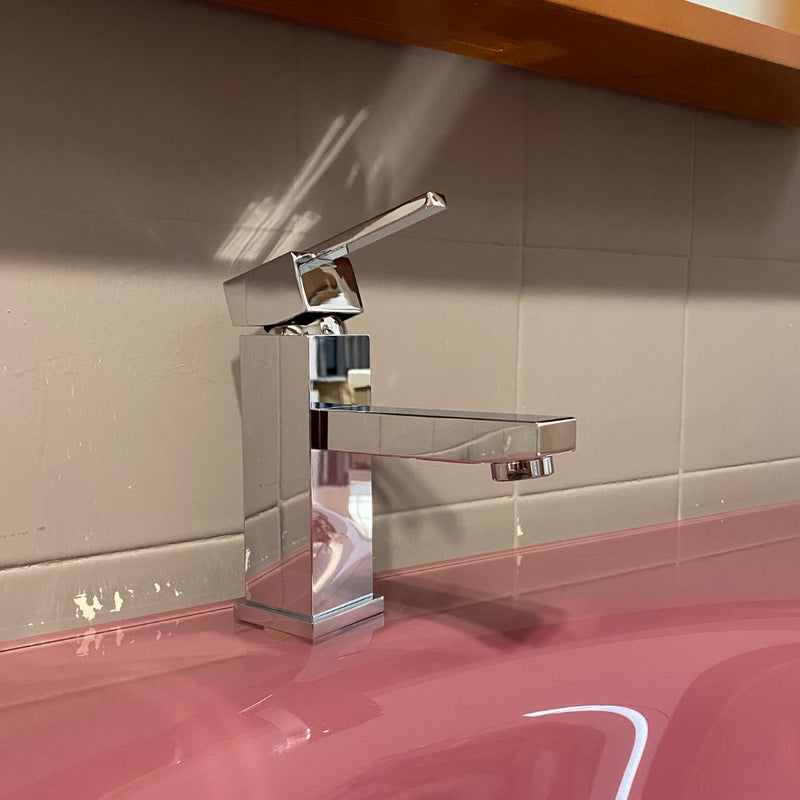 Rubinetto Miscelatore Monocomando Lavabo in Ottone Quadra Cromato-2