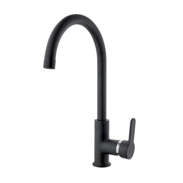 sconto Rubinetto Cucina Miscelatore Monocomando Lavello Canna Tonda in Ottone Granito Plus Nero