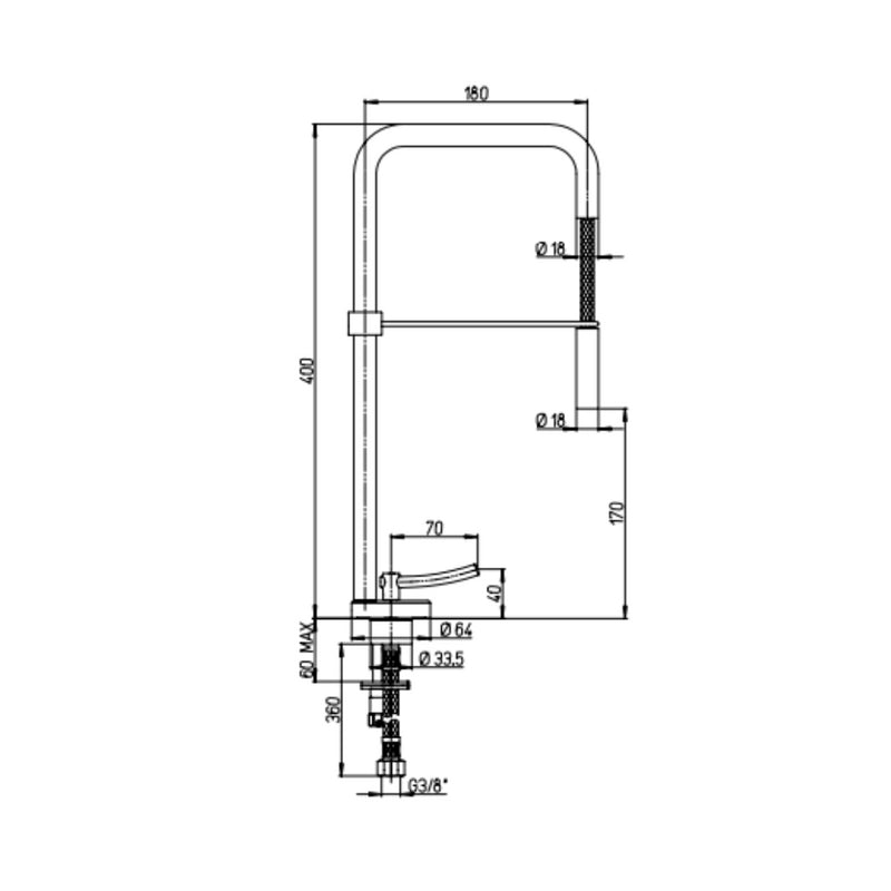 Rubinetto Cucina Miscelatore Monocomando Doccetta Esraibile in Ottone Paini Cromato-2