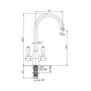 Rubinetto Cucina Miscelatore Doppio Comando Lavello Canna Tonda in Ottone Paini Satinato-2