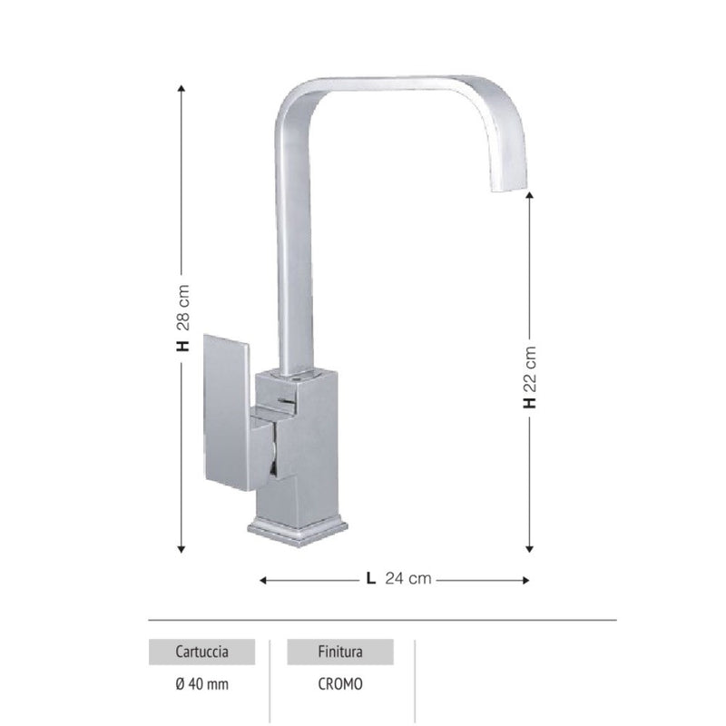 Rubinetto Cucina Miscelatore Monocomando Lavello in Ottone Malaga Cromato-2