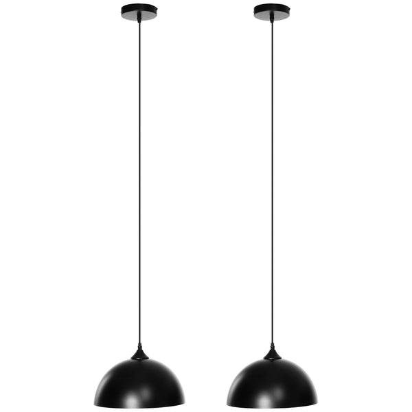 Set 2 Lampade a Sospensione Ø30x126 cm Altezza Regolabile in Metallo Nero acquista