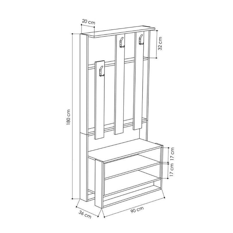 Mobile ingresso 90x36x180 cm Chester bianco-3