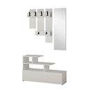 Mobile Ingresso Scarpiera Appendiabiti e Specchio 100x30x61 cm in MDF Vesty Bianco-3