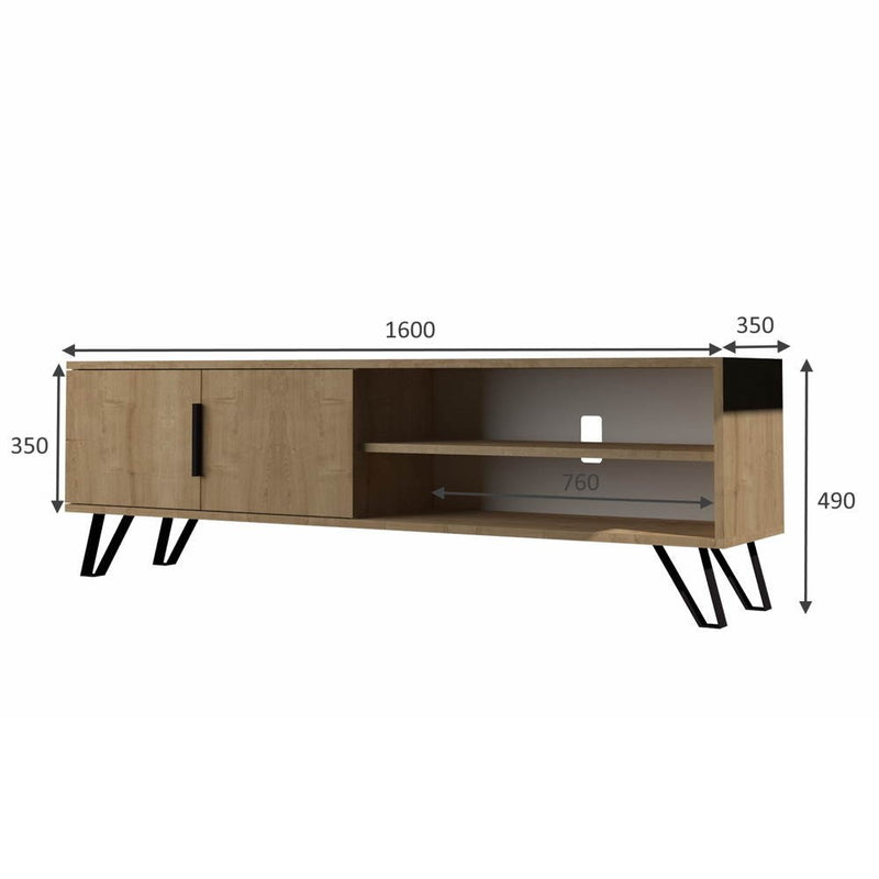 Mobile porta TV 160x35x49 cm Foot rovere-3