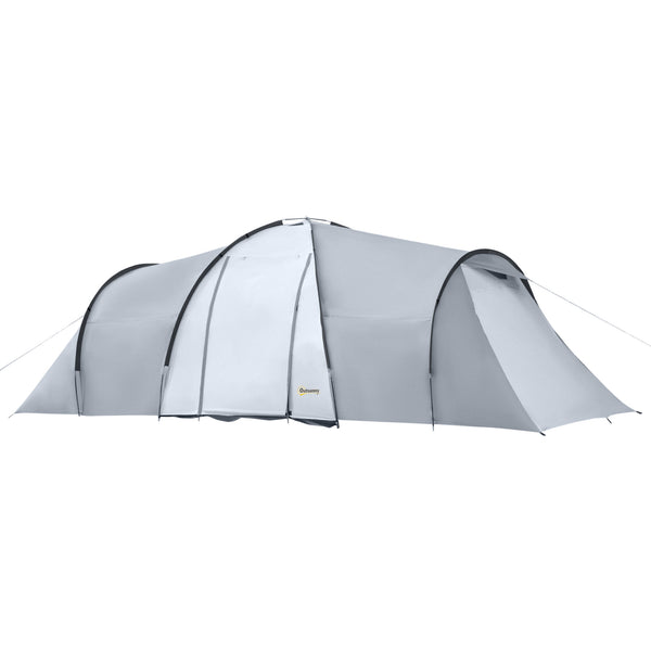 Tenda da Campeggio 4-6 Persone con 2 Camere Impermeabile con Baldacchino 590x245x193 cm  Grigio prezzo