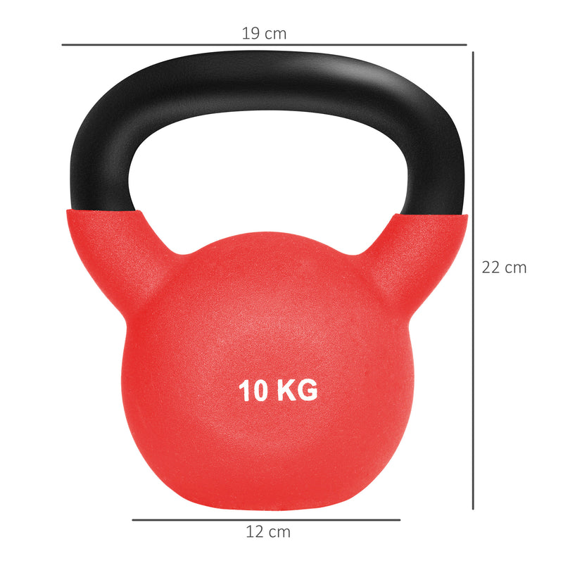 Kettlebell 10 Kg 19x12x22 cm in Metallo e Neoprene Rosso-3