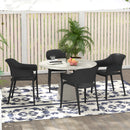 Set 4 Sedie da Giardino  Impilabili con Braccioli e Schienale Alto 56x54,5x77,5 cm in Plastica Nero-2