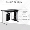 Scrivania per Computer con Ripiano Cassetto e Armadietto 100x52x75 cm in MDF e Ferro Bianca e Nera-5