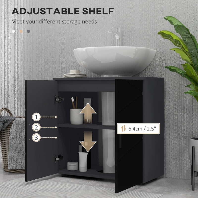 Mobile Sotto Lavabo Bagno per Piedistallo 60x30x60 cm in Legno Truciolare Nero-5