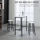 Set Tavolo con 2 Sgabelli in Truciolato MDF e Acciaio Bianco e Nero-4