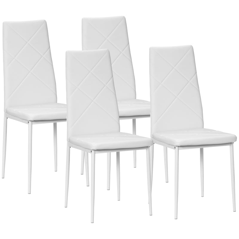 Set di 4 Sedie da Pranzo 41x50x97 cm con Schienale Alto in Similpelle Bianco-1