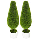 Set 2 Piante Cipresso Artificiali H90 Cm con Vaso Ø12x16 cm Verde e Bianco-1