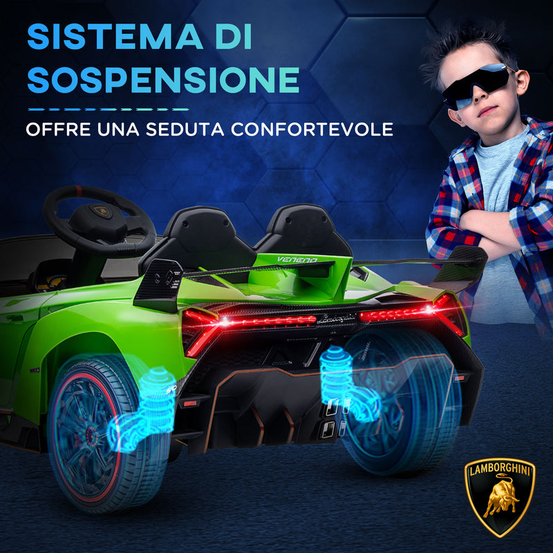 Macchina Elettrica per Bambini 12V con Licenza Lamborghini Veneno Verde-8