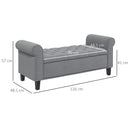 Panca Fondo Letto 126x48,5x57 cm in Tessuto Vellutato Grigio-3