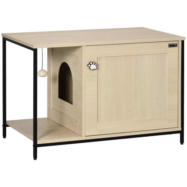 Bac à Litière Mobile pour Chat 80x48x55 cm en Bois et Chêne Acier sconto