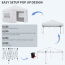 Gazebo da Giardino Pieghevole 3x3m con Design Pop Up e Finestre in Tessuto Oxford Bianco-4