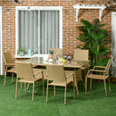 Set Tavolo e 6 Sedie da Giardino in in Rattan Sabbia e Beige-2