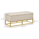 Panca Fondo Letto 110x44x48 cm con Contenitore in Poliestere Trapuntata Beige-3