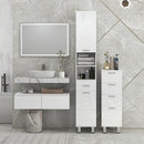 Mobiletto Bagno 4 Cassetti 30x30x93 cm in Truciolato Bianco-7