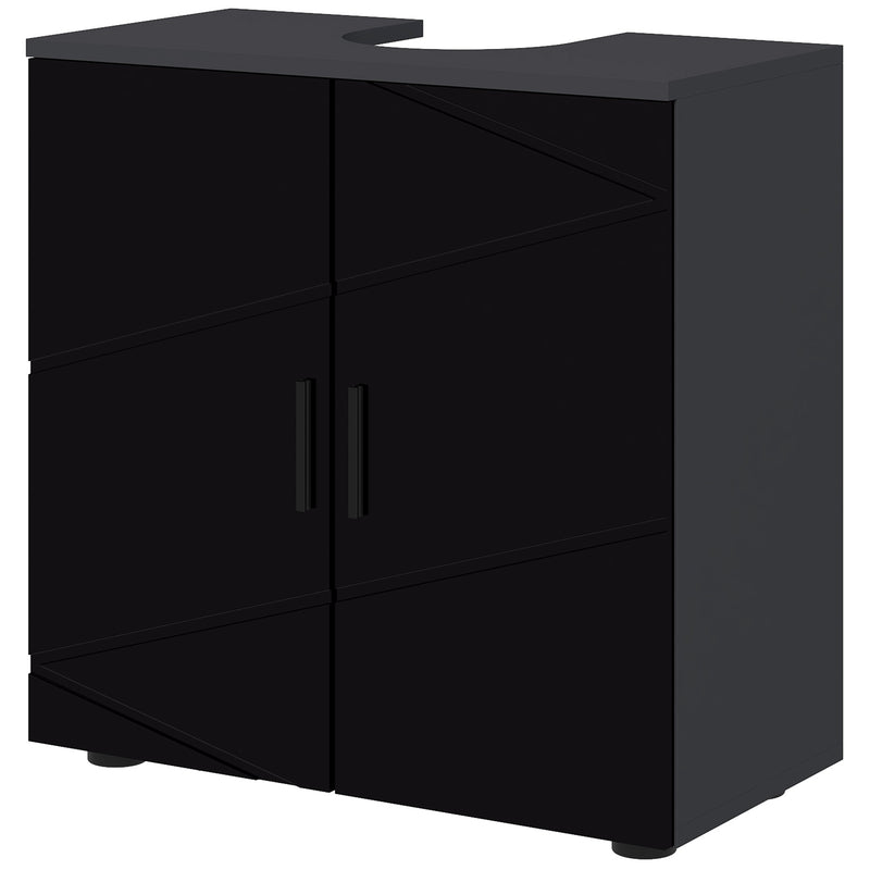 Mobile Sotto Lavabo Bagno per Piedistallo 60x30x60 cm in Legno Truciolare Nero-1