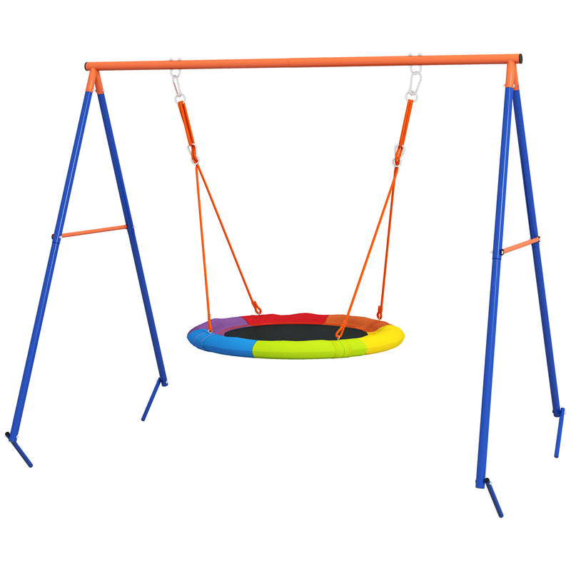 Altalena da Giardino a Nido per 1-2 Bambini  Rinforzato 196x172x180 cm in Metallo Multicolore-1