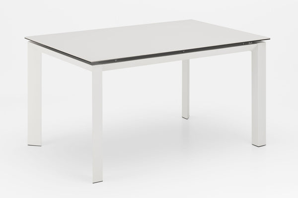 online Table Extensible 140/220x90x75 cm en Métal avec Plateau en Céramique sur Verre Blanc