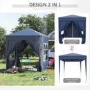 Gazebo Pieghevole Pop Up 2x2m in Poliestere e Acciaio Blu-5