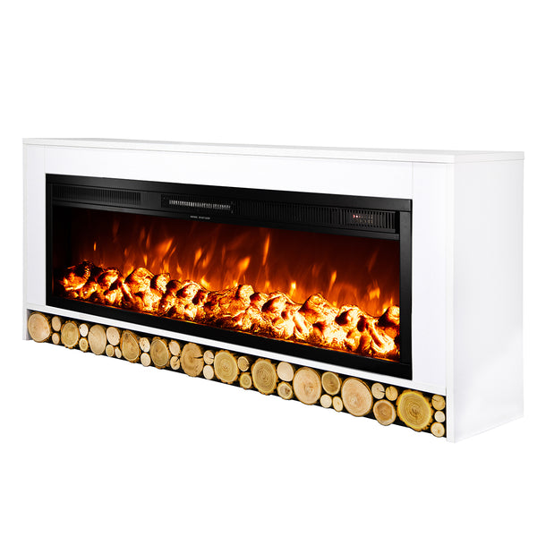 Cheminée électrique au sol 63x150x30 cm effet flamme 1500W Rio &amp; Tanzanie blanc sconto