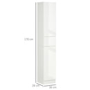 Colonna Bagno 1 Cassetto 2 Armadietti 30x28x170 cm in Legno truciolare e MDF Bianco Lucido-3