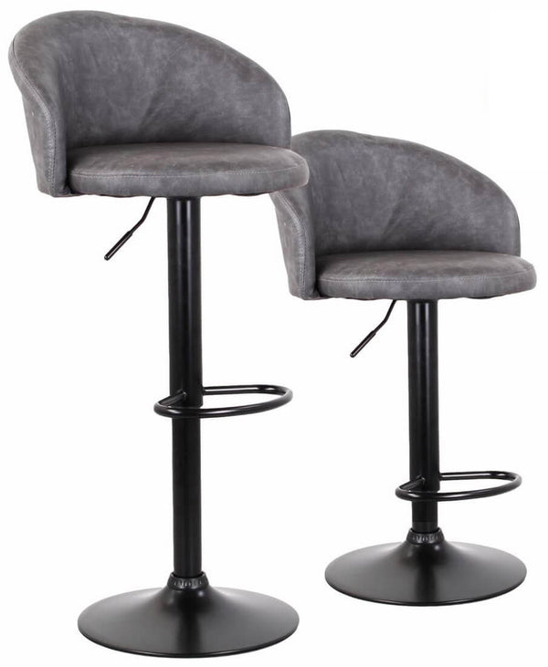 acquista Lot de 2 Tabourets 51x44x60/80 cm en Similicuir Gris Base Noir