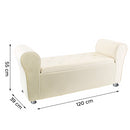 Panca Scendiletto 120x39x55 cm con Brillantini in Tessuto Effetto Velluto Beige-5