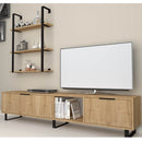 Parete attrezzata Zenon 180 cm porta tv e libreria rovere-2