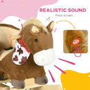 Cavallo a Dondolo per Bambini in Legno e Peluche Cavallino Marrone-4