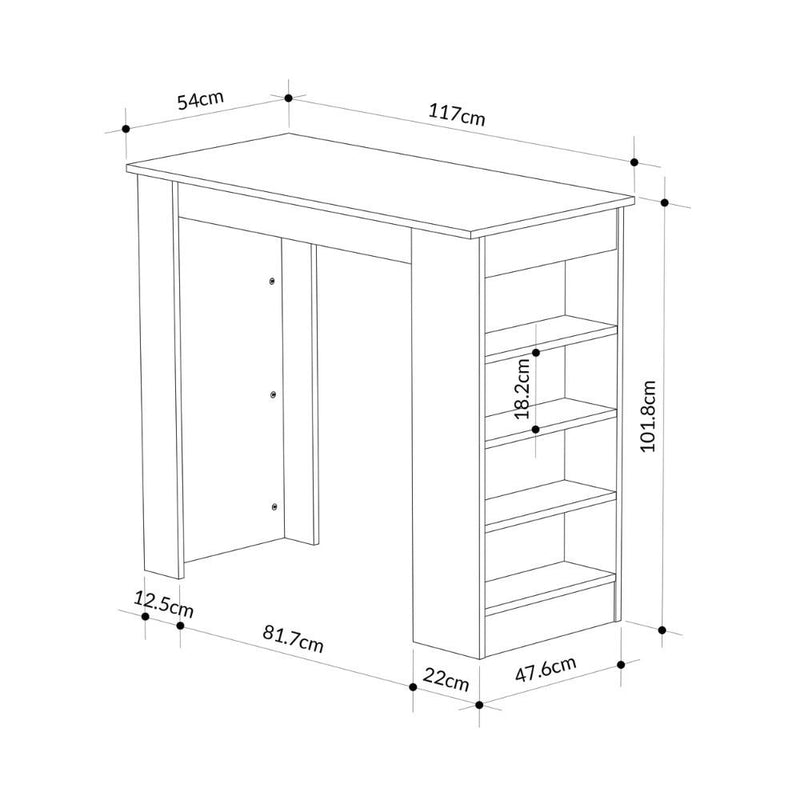 Tavolo da Pranzo Penisola 117x54x101,8 cm in MDF Swallow Bianco e Antracite-3