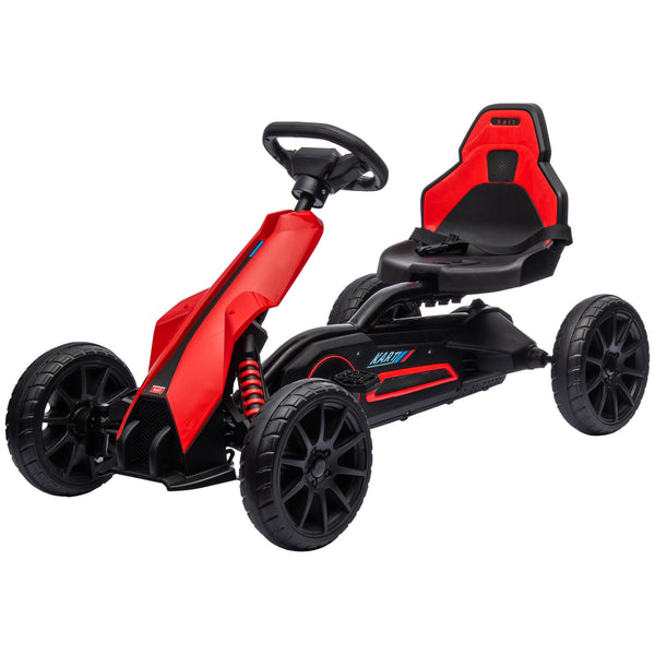 acquista Go Kart a Pedali per Bambini 100x58x58,5 cm Ruote in EVA Rosso Nero