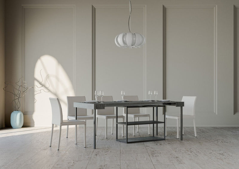 Consolle Allungabile 90-300x40x77 cm in Nobilitato Grigio-3