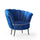 Fauteuil coque Orel 75x80x75 cm en velours bleu marine bord gris