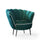 Fauteuil coquille Orel 75x80x75 cm en velours vert émeraude avec bord blanc