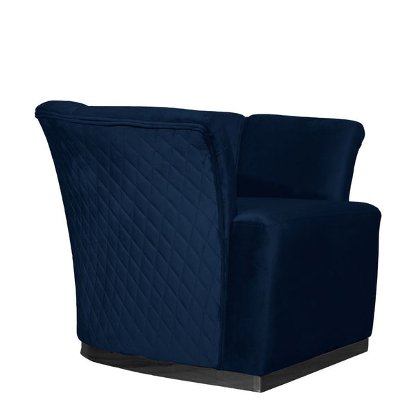 Fauteuil Argentario 90x85x70 cm en velours Berger bleu nuit avec piètement noir acquista