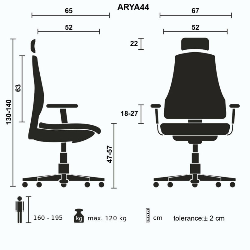 Poltrona da ufficio 67x52x132/138 cm Arya cuoio-5