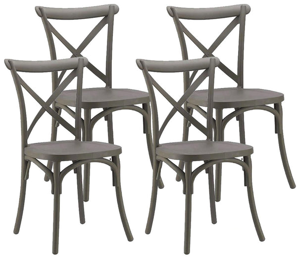 sconto Lot de 4 Chaises 88x44x49 cm en Polypropylène Gris