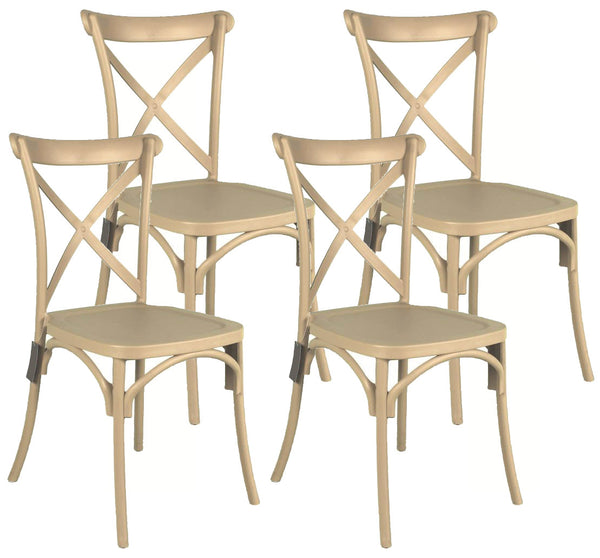 Lot de 4 Chaises 88x44x49 cm en Polypropylène Taupe sconto